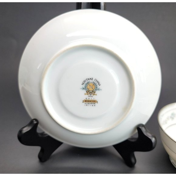 Noritake Norwood Tea Cups and Saucers Set of 3 White Silver Floral Japan Cr157 - Picture 8 of 10